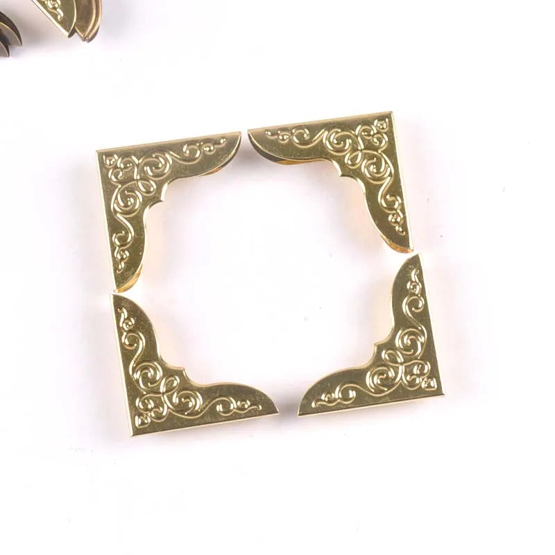 20Pcs Golden/Silver Flower Metal Book Corners For Menus Folders Photo Corner Protector Albums Menu Diy Crafts 30x30x4.5mm c2091 Qme golden