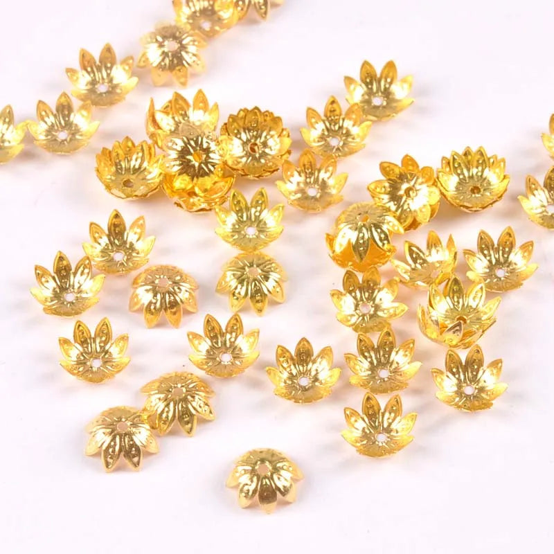 Gold/silver/Bronze 100Pcs Hollow Filigree Wraps Flowers Connectors Metal Crafts Embellishments For DIY Scrapbookings Home Decor Qme