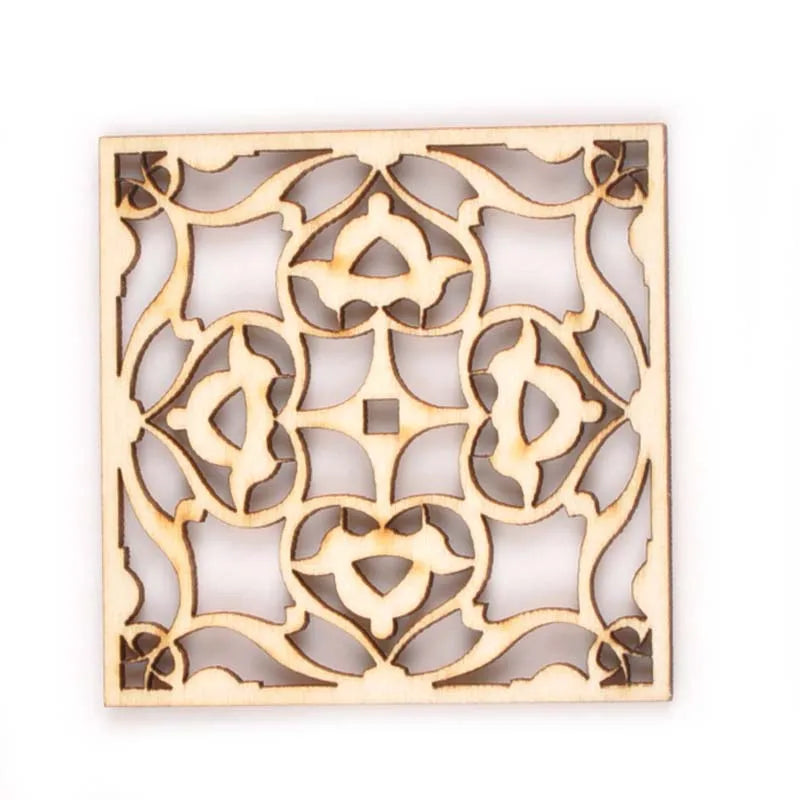 5Pcs Round/square Lace Pattern Unfinished Wood Slices DIY Crafts For Wooden Ornaments DIY Scrapbook Home Decor Accessories m2173 Qme 6