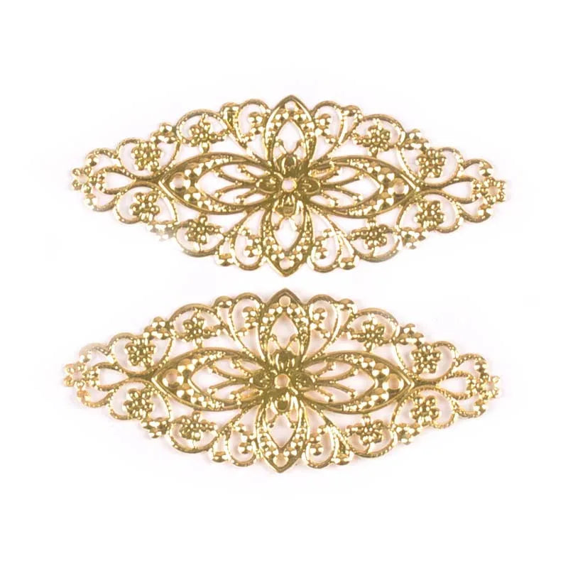 10Pcs Filigree Wraps Connectors Embellishments For Diy Scrapbooking Home Decor Gold/silver/Bronze Handmade Metal Crafts yk0745 Qme