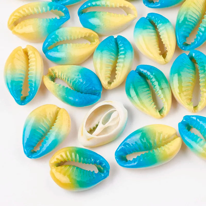 10pcs Printed Cowrie Shell Beads Undrilled Beads for DIY Jewelry Making 20~26x13~18x5~7mm Qme SKY BLUE