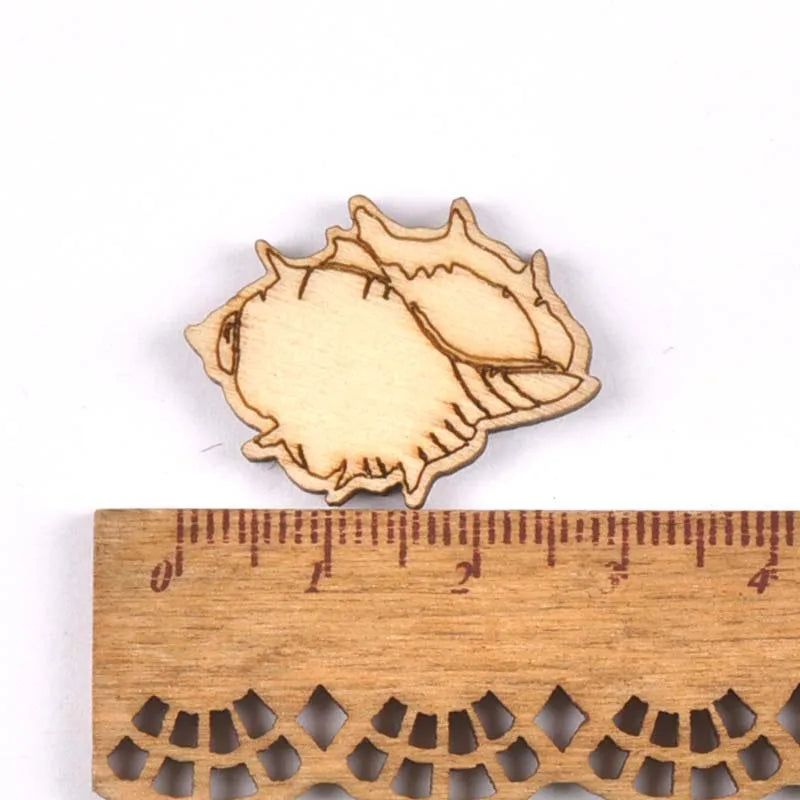 20pcs 25-35mm Seashell/starfish Pattern Natural Wood DIY Crafts Home Decor Scrapbooking Unfinished Wooden Ornaments m1935 Qme