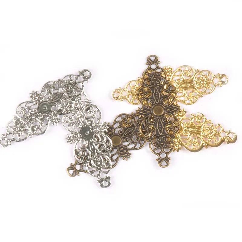 10pcs 62x24mm Metal Crafts Filigree Wraps Connectors Antique Diy Embellishments For Scrapbooking Gift Supplies Home Decor YK0734 Qme