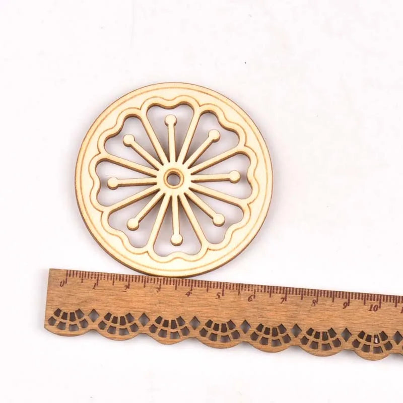 5Pcs Round/square Lace Pattern Unfinished Wood Slices DIY Crafts For Wooden Ornaments DIY Scrapbook Home Decor Accessories m2173 Qme 19