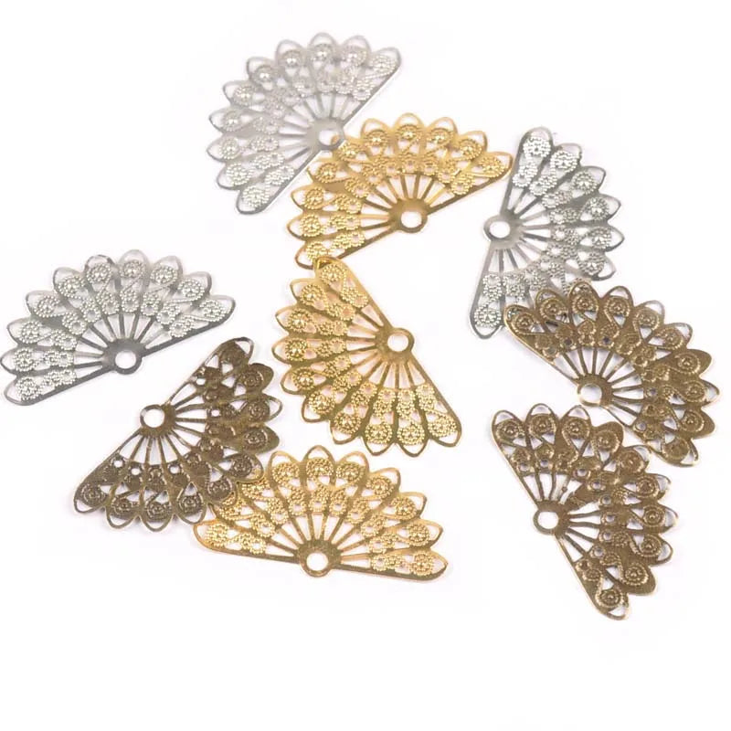 20Pcs Connector Metal Crafts Flower Filigree Wraps Connectors Embellishments For DIY Scrapbooking Home Decor 38x21mm YK0752 Qme