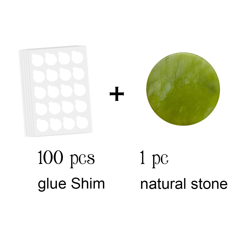 NATUHANA Round Jade Stone False Lash Glue Adhesive Pallet Pad Holder Qme