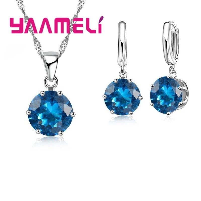 Jewelry Gift Set Cubic Zircon 925 Sterling Silver Color Pendant Necklace Necklace Crystal Women Wedding Engagement Accessory Qme Color 16