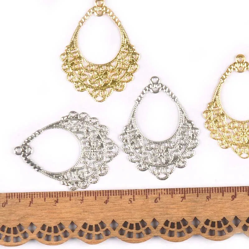 Gold/silver Filigree Flower Wraps Connectors Embellishment For Crafts Scrapbooking Home Decor DIY Metal Accessories 20Pcs YK0748 Qme