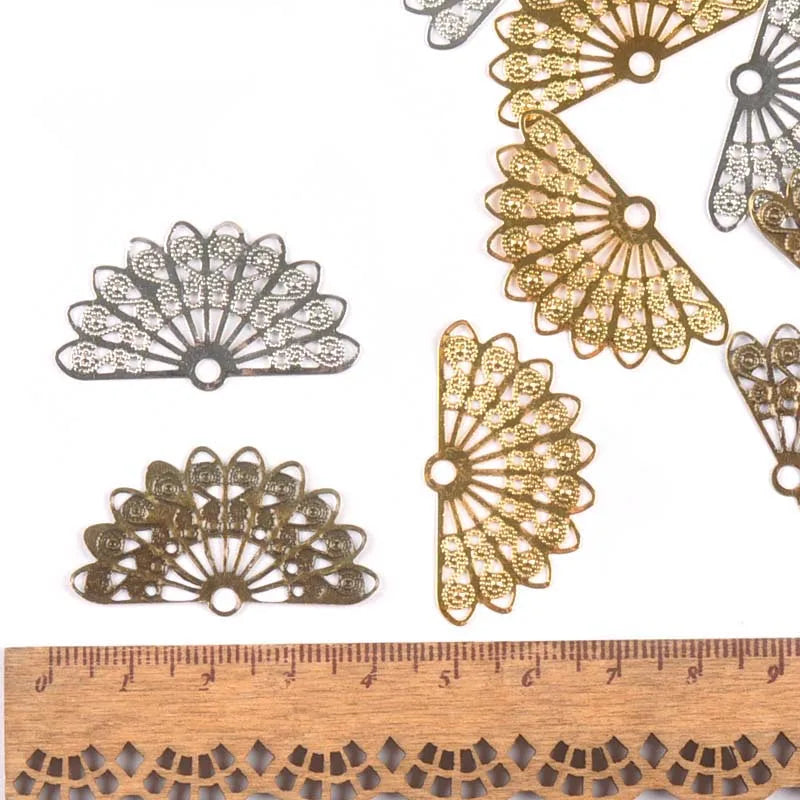 20Pcs Connector Metal Crafts Flower Filigree Wraps Connectors Embellishments For DIY Scrapbooking Home Decor 38x21mm YK0752 Qme