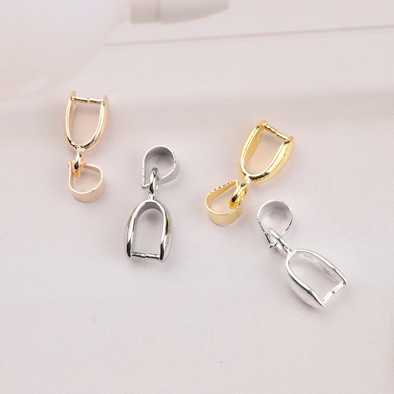30pcs 4x15mm Copper Seeds Buckle Pendants Clasps Hooks Clips Bails Copper Connectors For DIY Handmade Jewelry Making 4 Colors Qme