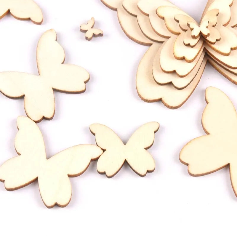 Mixed Butterfly Wood Slices DIY Crafts Handmade Accessories Unfinished Wooden Charms Pendant Home Decor Arts 10-80mm M1963 Qme