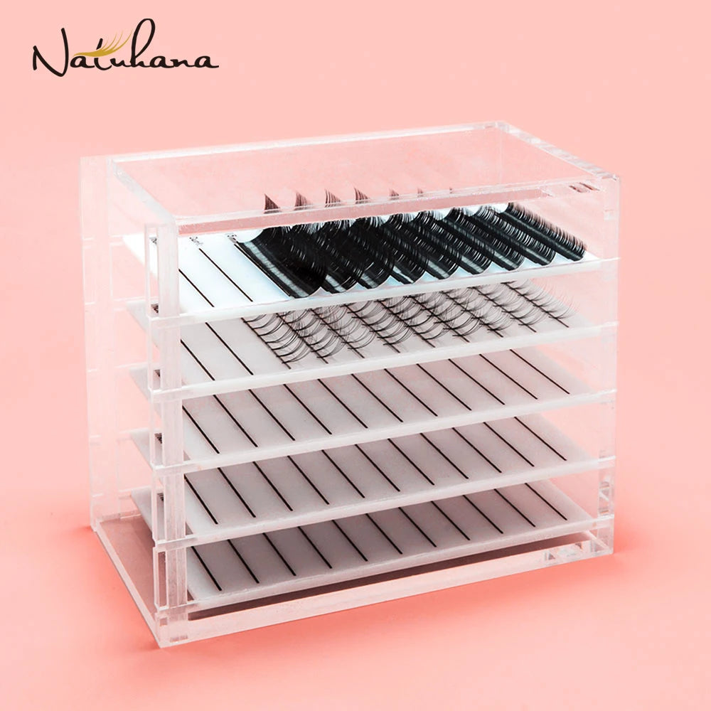 NATUHANA False Eyelash Extension Display Stand Acrylic 5 Layers Qme Pink