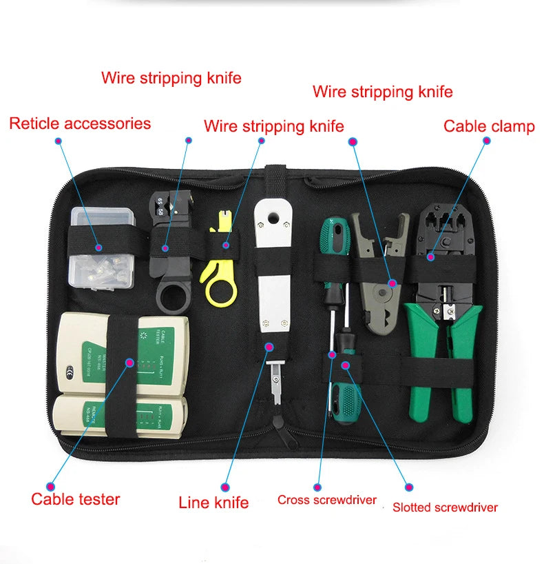 Network Cable Clamp Pliers Stripping Crimping Professional Tester Qme