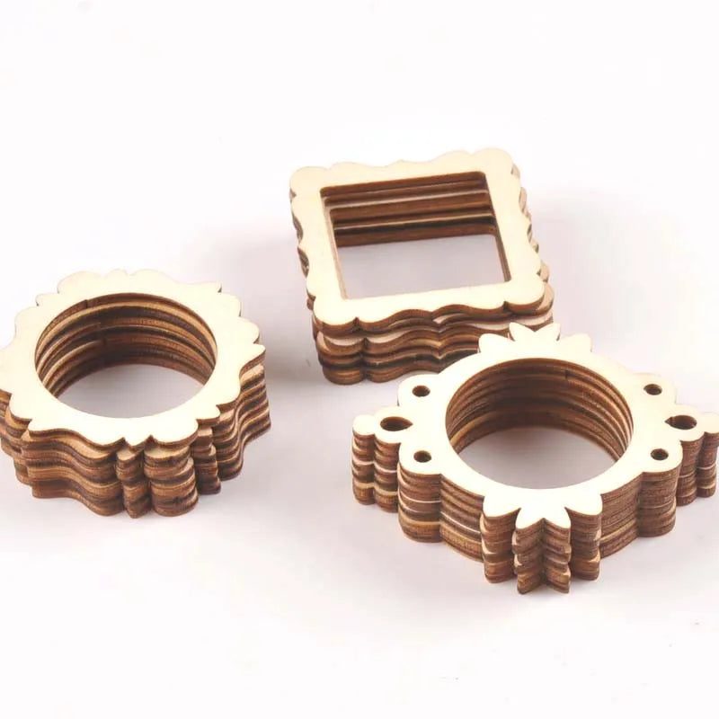20pcs 50mm Photo Frame Wood DIY Crafts Scrapbookings DIY For Home Decoration Natural Wooden Ornaments Accessories Arts m1829 Qme