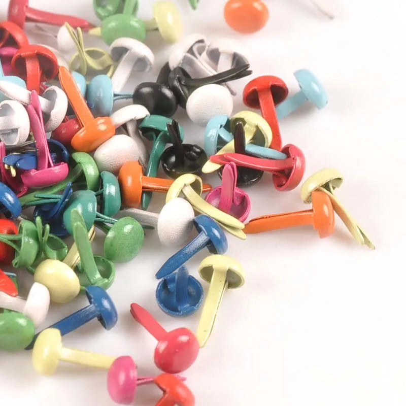 100Pcs 5X10mm Round Brads Metal Crafts Rivets Fastener DIY Scrapbooking Mixed Pastel Brad For Shoes Decor Embellishments c1114 Qme