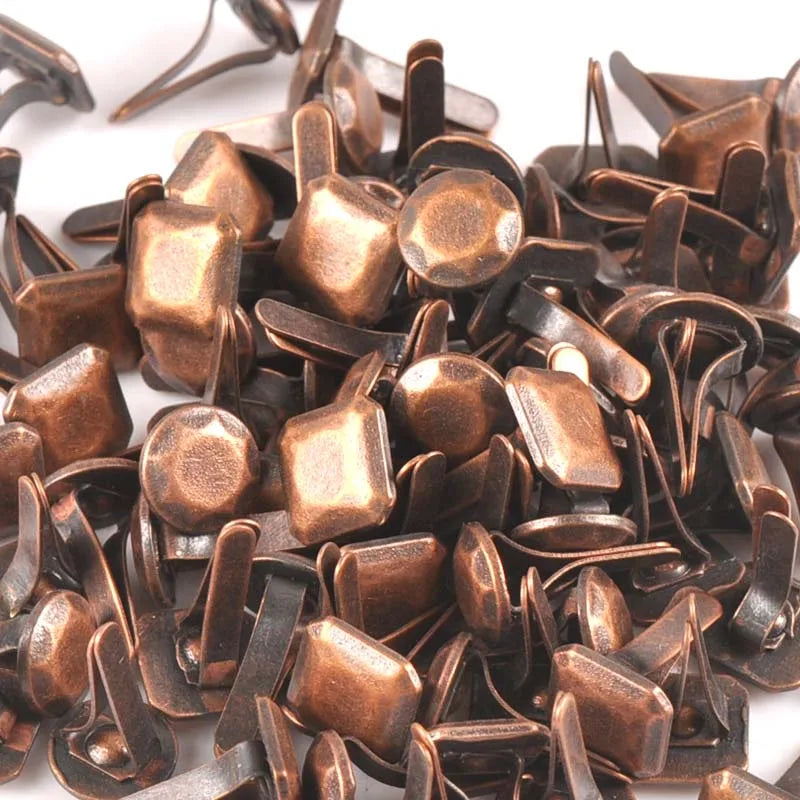 10Pcs Bronze Round Square Fastener Brads For DIY Crafts Scrapbooking Embellishments Cool Punk Brad Accessories Metal Decor c2578 Qme