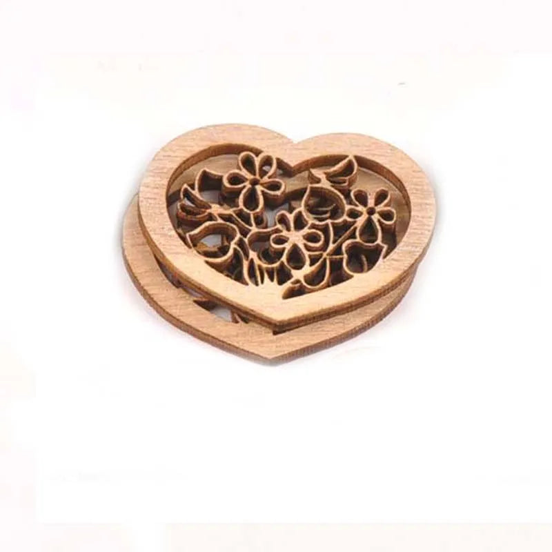 10pcs Unfinished Mixed Carved Heart Wooden Scrapbooking Crafts For Handmade DIY Handcraft Wood Slices Home Decoration m1842 Qme