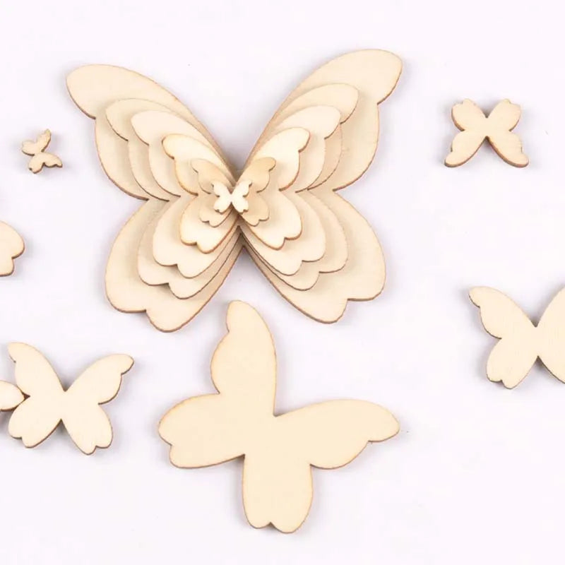 Mixed Butterfly Wood Slices DIY Crafts Handmade Accessories Unfinished Wooden Charms Pendant Home Decor Arts 10-80mm M1963 Qme 25mm 50pcs