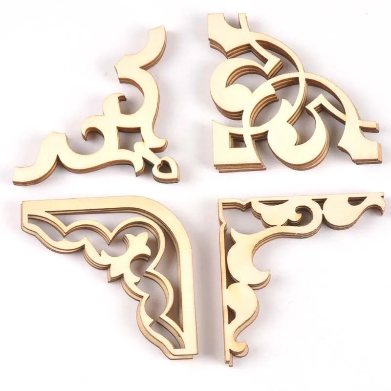4pcs Mixed Book Corner Wooden Ornament For Home Decoration Crafts Scrapbooking Crafts Wood Album Corners Embellishment m2150 Qme