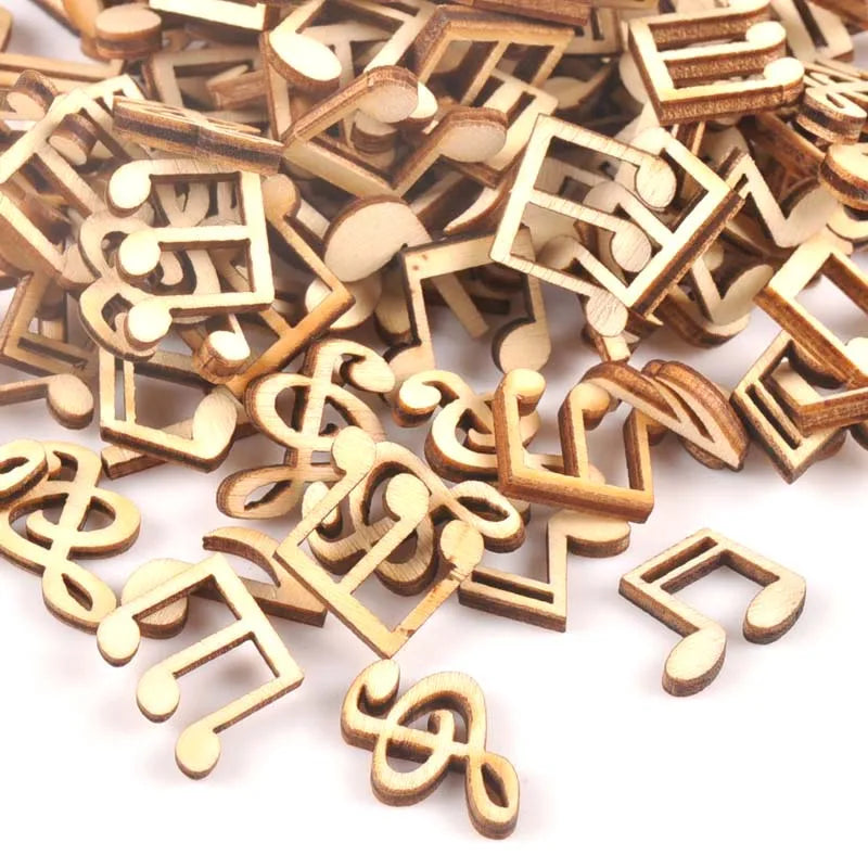 14x15mm Mix Note Wooden Ornaments Scrapbooking Carft For Handmade Accessories Home DIY Wood Home Decoration 50pcs m1712x Qme