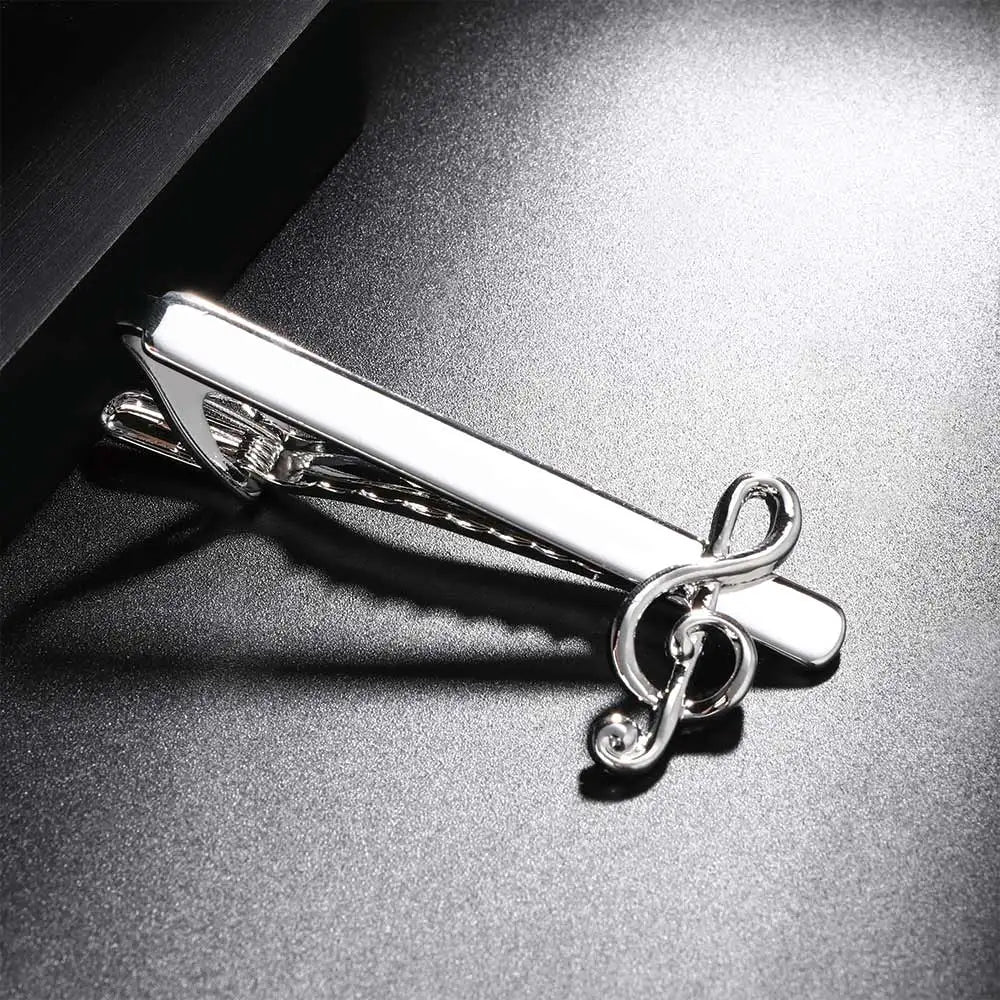 Fashion Men Tie Clip Treble Clef Piano Score Tie Clip Musical Note Tie Clip Cufflinks Business Tie Clip Necktie Clips Qme Default Title