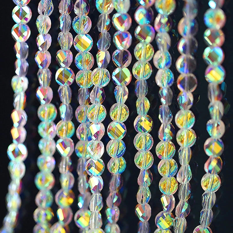 Super shiny fashion 6mm faceted Twisted glass beads flat round Austria crystal beads Loose Spacer beads Jewelry findings 100PCS Qme