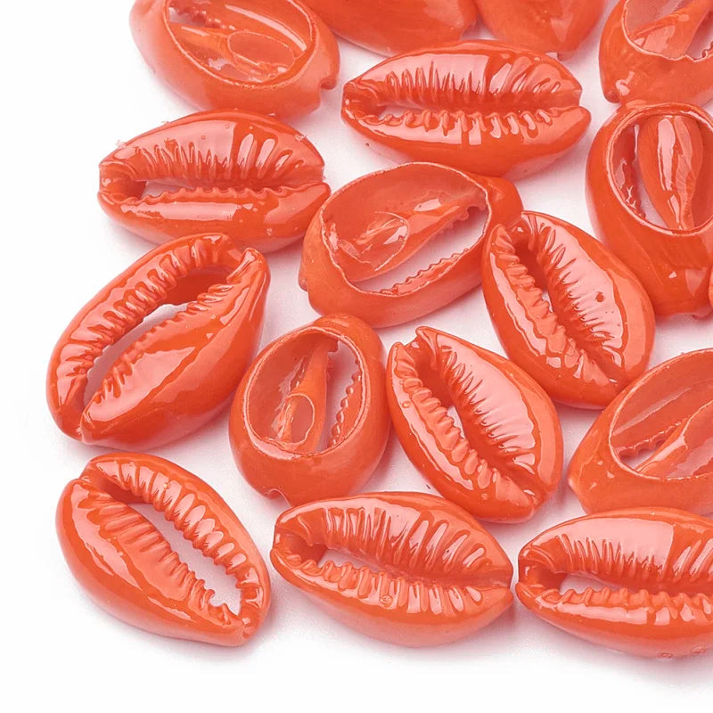 20pcs Dyed Cowrie Shell Beads DIY Necklace Beads Jewelery Craft Accessories for Jewelry Making 15~18x11~12x5~7mm Qme Orange