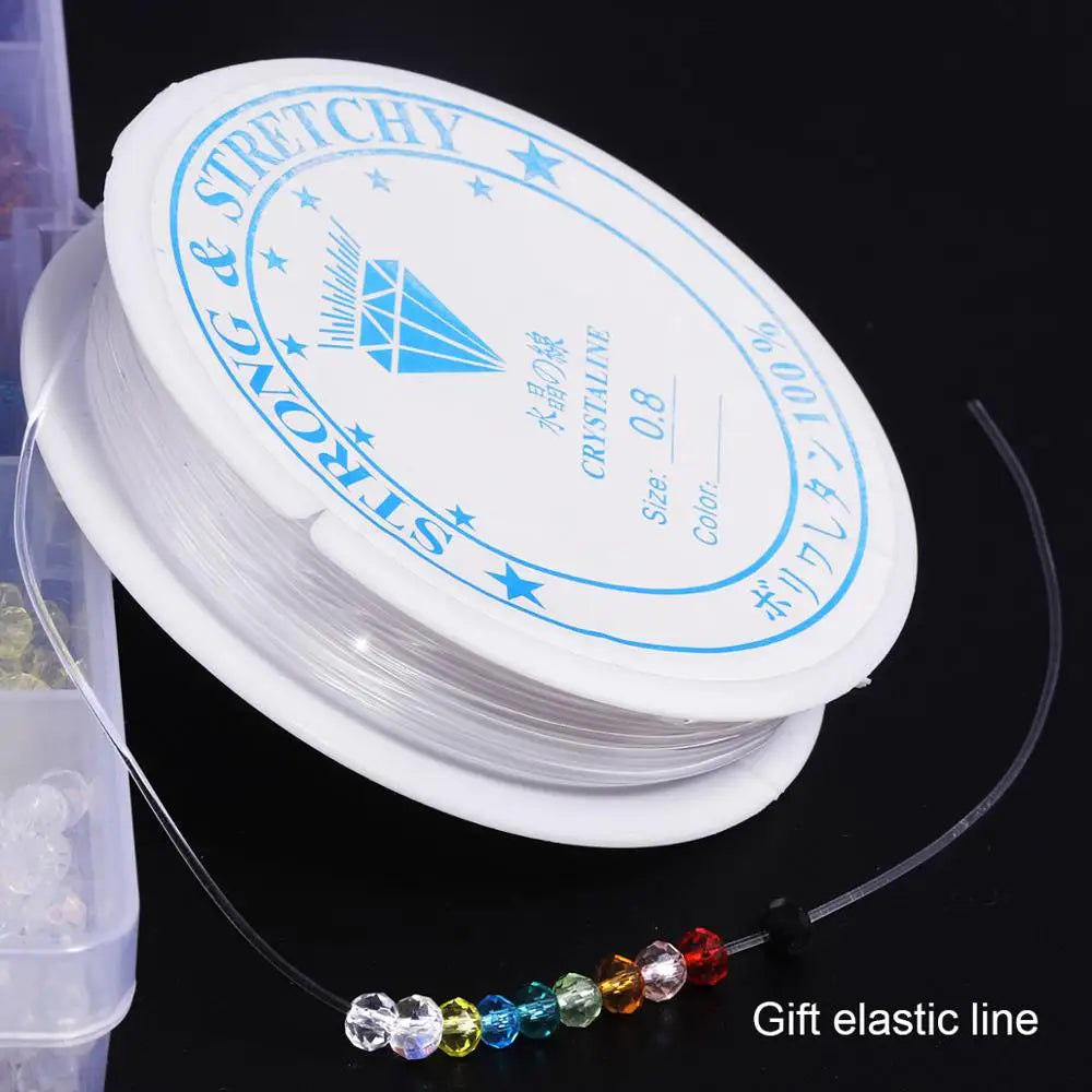 Wholesale Best Selling 10 Colors Crystal Beads Round Glass Beads Faceted Loose Beads With Container Box for Jewelry Making Qme