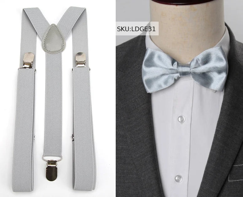 Suspenders Bow Tie Set Men Fashion Suspensorio for Man Boy Women Bowtie Braces Trousers Tirantes Wedding Leisure Shirt Stays Qme LDGE31