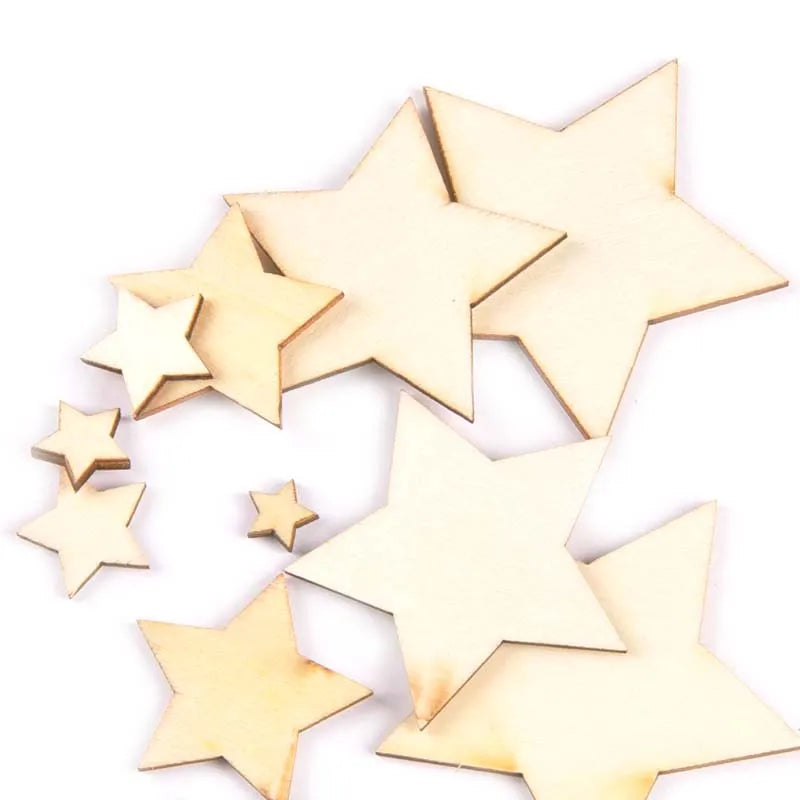 Mix Star Shape Natural Wood Slices DIY Wedding Crafts Home Accessories Embellishment Wooden Decoration Handicraft 10-80mm m1982 Qme