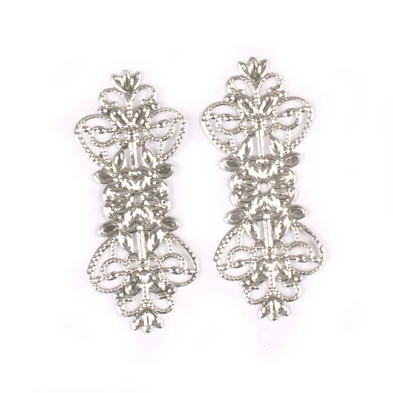 10Pcs Gold/silver/Bronze Tone Metal Crafts Connectors Filigree Wraps Diy Embellishments Scrapbooking Home Decor 75x31mm yk0731 Qme