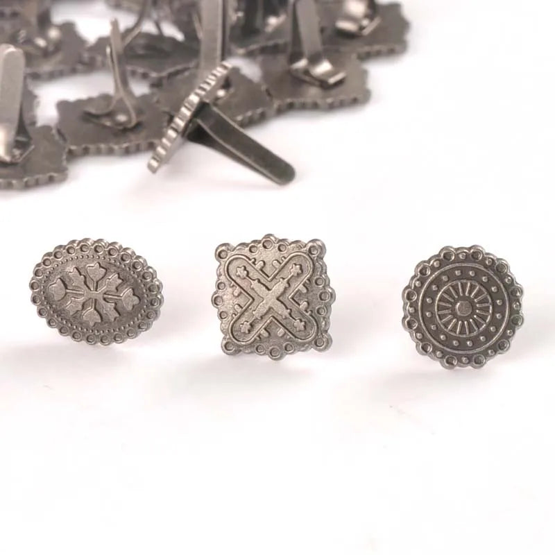 10pcs Silver Round Square Vintage Brads For DIY Scrapbooking Accessories Crafts Handmade Metal Fastener Brad Home Decor c2576 Qme