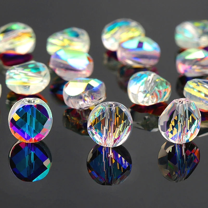 Super shiny fashion 6mm faceted Twisted glass beads flat round Austria crystal beads Loose Spacer beads Jewelry findings 100PCS Qme