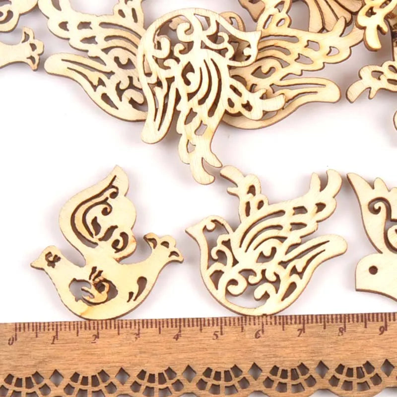 25pcs mixture Wooden Crafts creativity pigeon Pattern Scrapbooking Crafts wood decoration for Home Decoration m1566x Qme