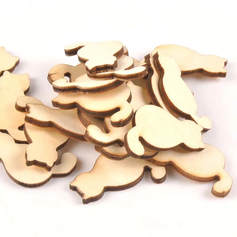 25Pcs Cat Pattern Wooden Crafts Scrapbook DIY For Wood Slices Ornaments Handmade Home Decoration Accessories 23x35mm m0923 Qme 23x35mm