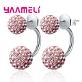 11 Colors Options!! Full Austrian CZ Crystal Paved Stud Earrings for Women 925 Sterling Silver Stamp Disco Balls Brincos Jewelry Qme Pink