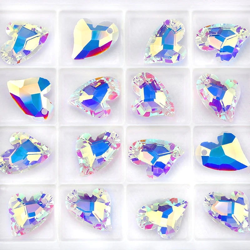 17mm 12pcs/pack crystal charms Devoted 2 U Heart Pendant 6261 glass heart shape beads rhinestone gem for Necklaces Earrings DIY Qme