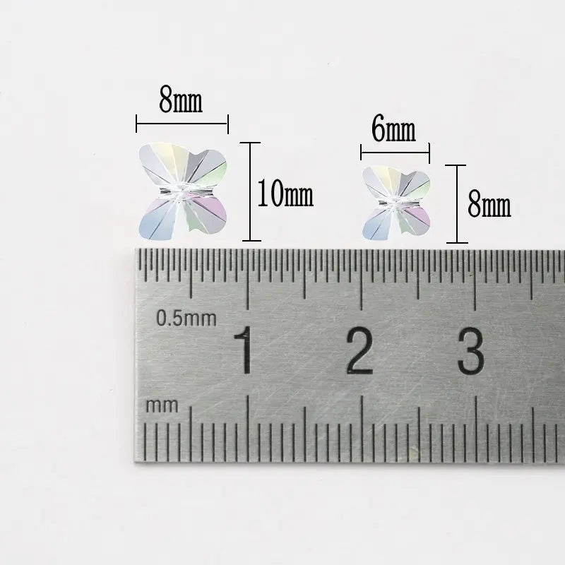 Best quality 6*8mm 8*10mm straight hole crystal butterfly beads crystal AB glass Pendant rhinestone for Jewelry Earrings making Qme