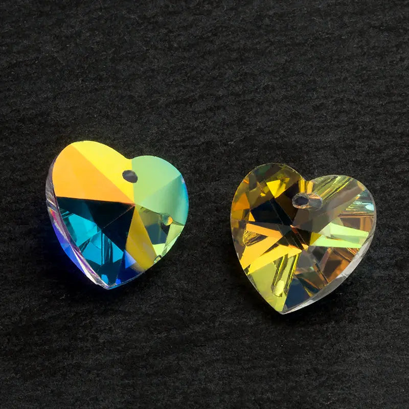 Best Quality 18mm 12pcs/Pack Heart Shape Crystal AB Glass Beads Crystal Rhinestones Jewelry Beads for Necklaces Earrings Making Qme
