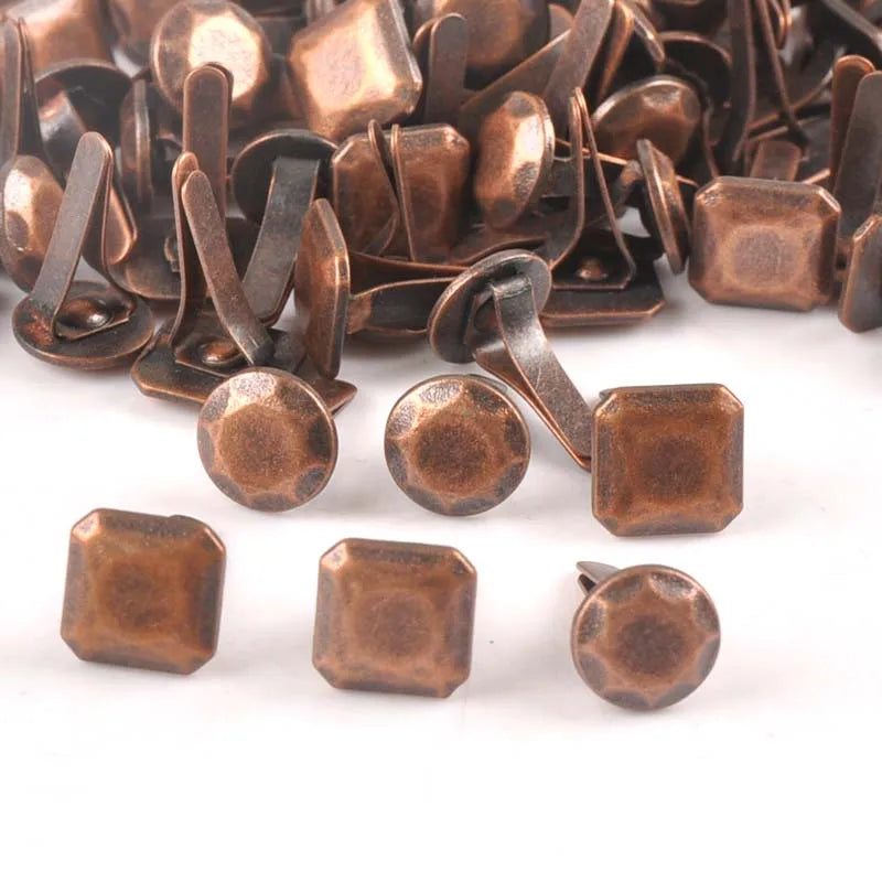 10Pcs Bronze Round Square Fastener Brads For DIY Crafts Scrapbooking Embellishments Cool Punk Brad Accessories Metal Decor c2578 Qme