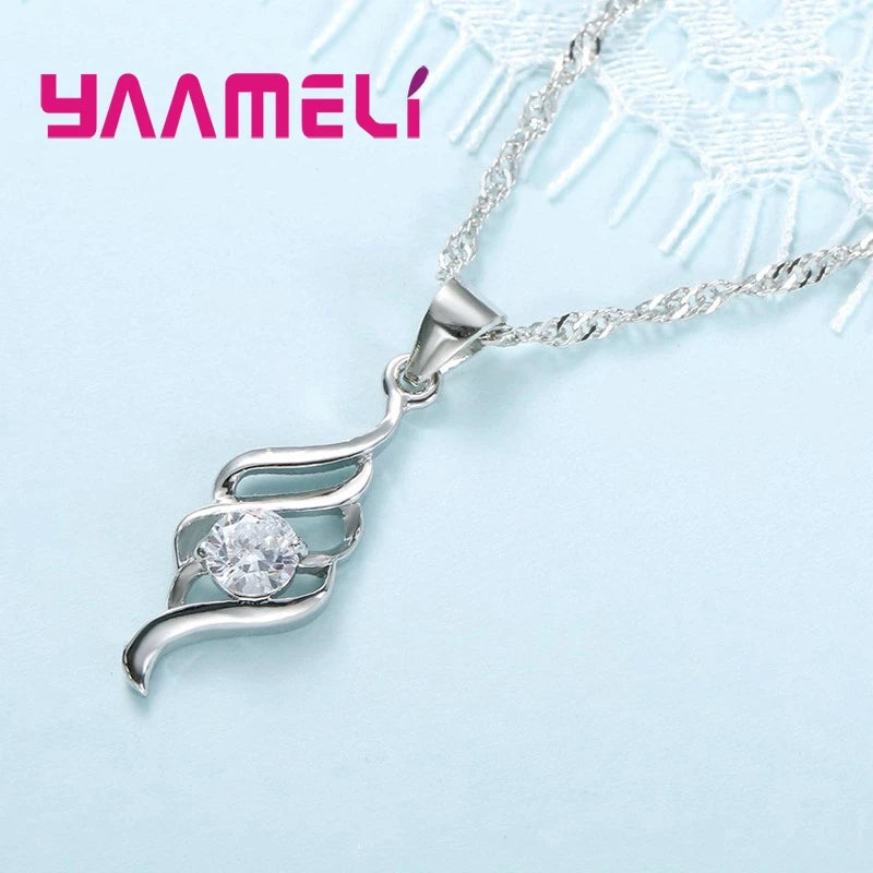 Jewelry Sets For Women Charms 925 Sterling Silver Color Pendant Necklace Hoop Earring Fashion Classic Collares Wedding Gift Qme