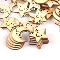 24-27mm 25Pcs Wooden Ornament Moon And Star Pattern For DIY Crafts Scrapbook Accessories Handmade Wood Slices Home Decor M1704 Qme Default Title