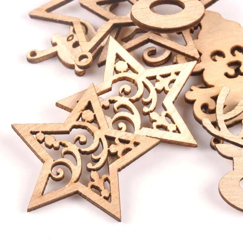 Natural Mix Christmas Reindeer/star/monkey Wooden Ornament For Home Decoration Wood Slices DIY Carft Arts Handicraft 10pcs m1853 Qme