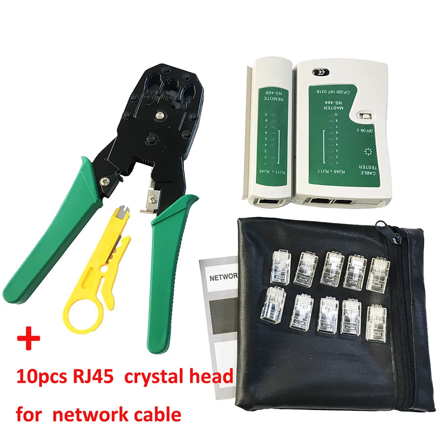 Network Cable Clamp Pliers Stripping Crimping Professional Tester Qme