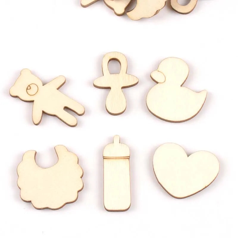 Mixed Bear/pacifier/duck/bib Unfinished Wooden Ornament For Kid Paint Scrapbooking DIY Carfts Wood Home Decor Arts 20pcs m2152 Qme