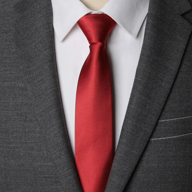 Men Necktie Zipper Lazy Tie Fashion Solid Ties Business Man Gravatas Qme Red