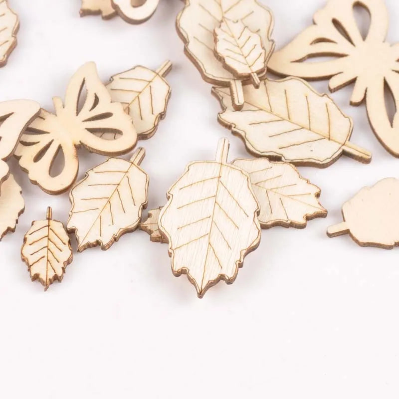 18Pcs 19-36mm Flower Shape Wood DIY Crafts Scrapbooking For Wooden Ornaments Arts Handmade Home Decor Embellishments m2170 Qme plum
