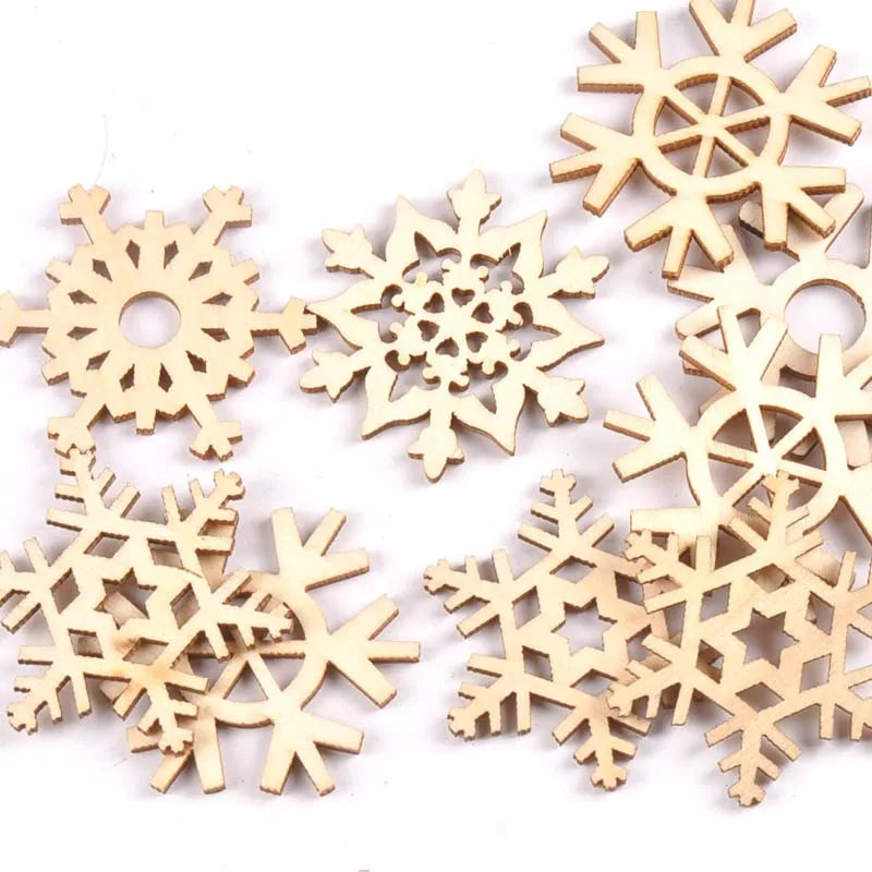 20Pcs Mixed Snowflake Pattern Hollow Out Wood Slices DIY Craft Scrapbook Arts Accessories For Home Decor Wooden Ornament m2182 Qme Default Title