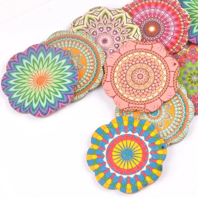 5pcs One Holes Mix pattern Wooden Pattern Christmas Decorations For Home Ornament DIY Wood Crafts For Christmas Party M2193 Qme