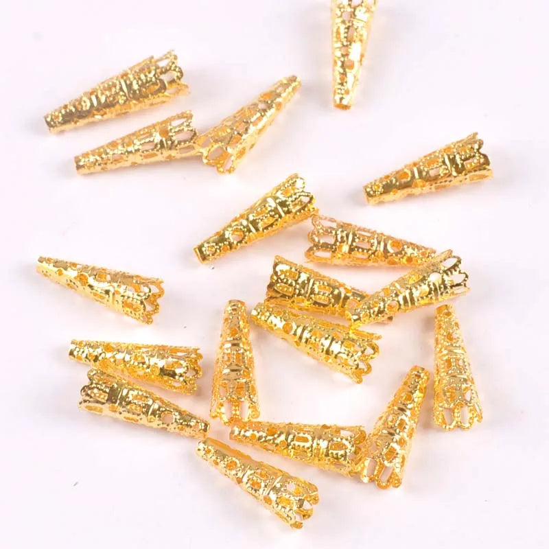 Gold/silver/Bronze 50Pcs Hollow Filigree Wraps Flowers Connectors Metal Crafts Embellishments For DIY Scrapbookings Home Decor Qme